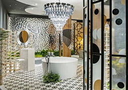 CUARTO DE BAÑO EN EL ESPACIO TEMPO CON EL PAVIMENTO PORCELÁNICO NOSTALGY SEVILLA WHITE